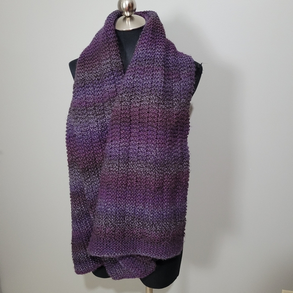 Hand Crafted Accessories - Large purple knit scarf purple gradient scarf